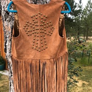 Leather fringe vest